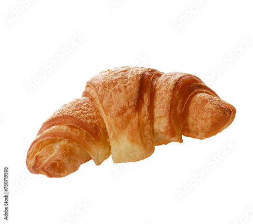 Fresh croissant isolated on transparent layered background. photo