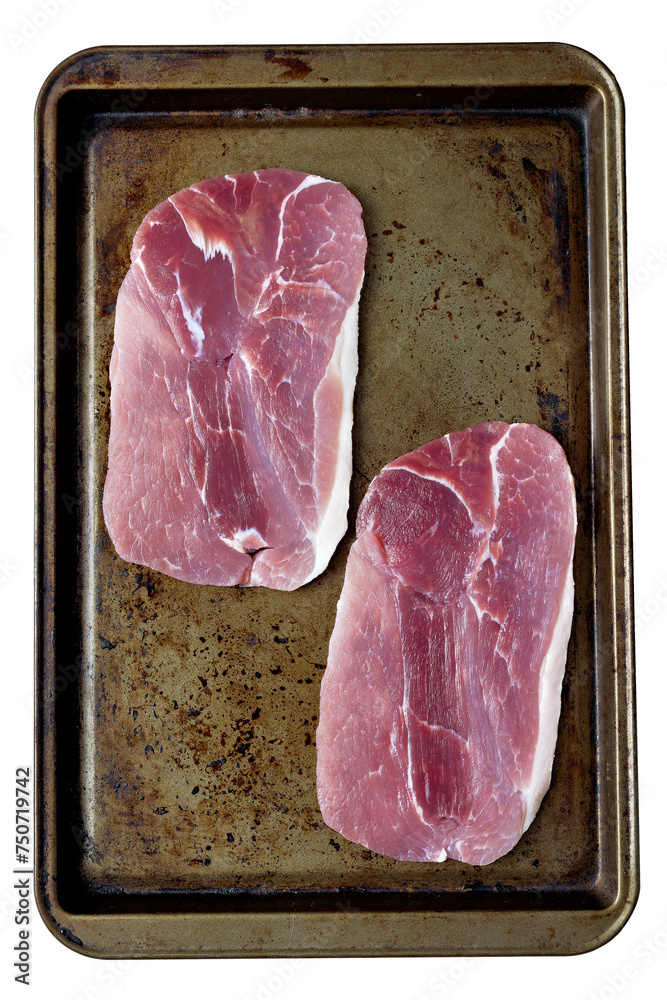tray of uncooked british gammon steak