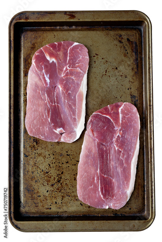 Obraz na płótnie tray of uncooked british gammon steak w salonie