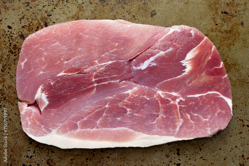 rustic british uncooked gammon steak
