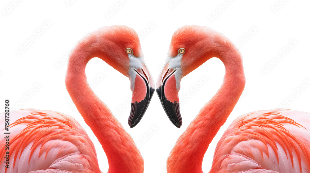 Obraz premium An Artistic Representation of Two Flamingos Forming a Heart Shape