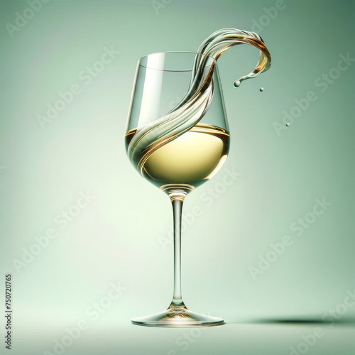 Verre de vin blanc dans un style minimaliste et photoréaliste 
