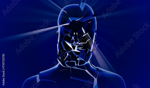 Wallpaper Mural Geometrical man face  and rays of light - 3D illustration Torontodigital.ca