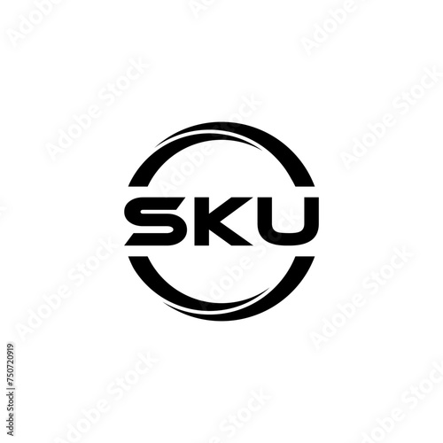 SKU letter logo design with white background in illustrator  cube logo  vector logo  modern alphabet font overlap style. calligraphy designs for logo  Poster  Invitation  etc.