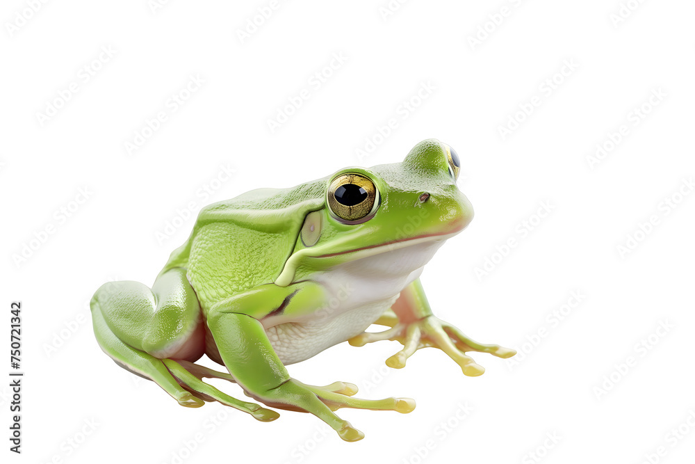 Close-up Image of a Green Frog on a White Background Close-up Image of a Green Frog on a White Background