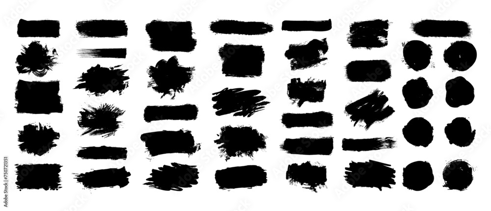 Set of Cosmetic mascara strokes with a frame for text, on transparent background. Realistic mascara smears, vector illustration
