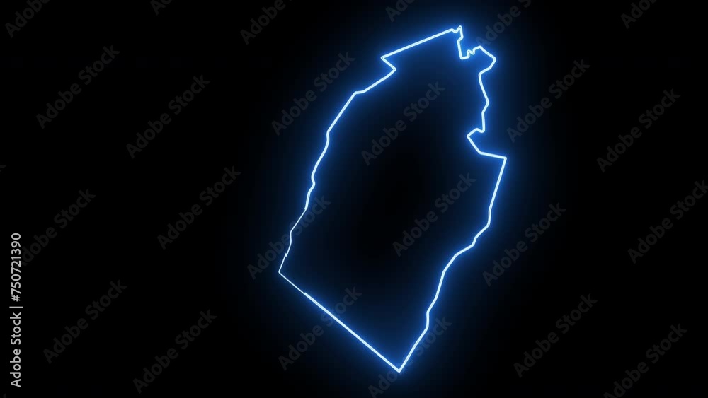 map of Kufa in iraq with glowing neon effect
