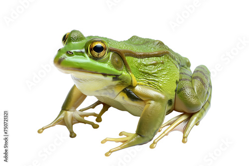 Close-up Image of a Green Frog on a White Background photo