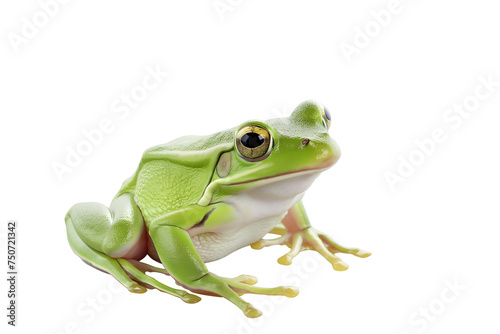 Close-up Image of a Green Frog on a White Background photo