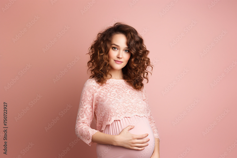 Beautiful pregnant woman enjoying her pregnancy anticipating child born Generative AI image Beautiful pregnant woman enjoying her pregnancy anticipating child born Generative AI image