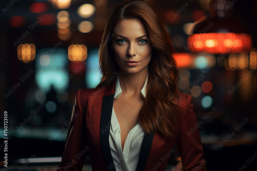 Luxurious restaurant casino las vegas vip night Generative AI poker slots cards roulette players gamers.