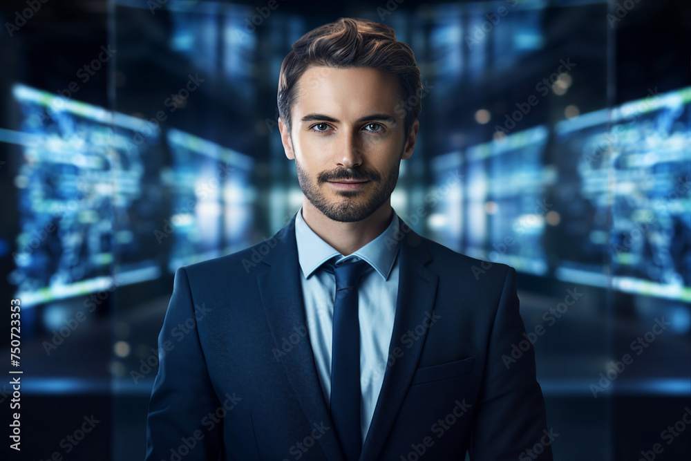 Created with generative AI picture of confident office worker IT specialist system administrator manager Created with generative AI picture of confident office worker IT specialist system administrator manager