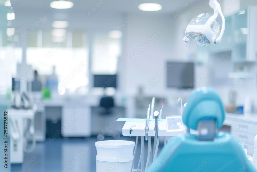 Blurred dental clinic background. Defocused interior of modern dental office. Blurred dental clinic background. Defocused interior of modern dental office.