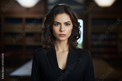 Generative AI photo of attractive successful confident woman worker in library college or university