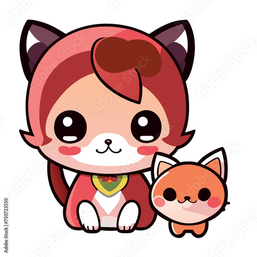 beb alienigena y un gato, vector illustration kawaii photo