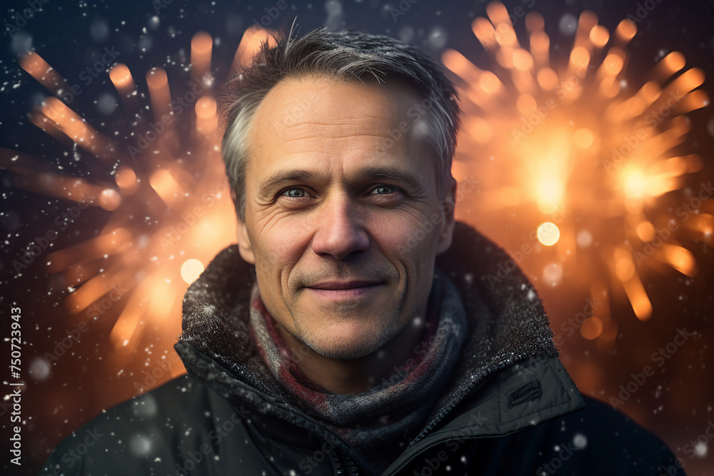 Fireworks show concept people watching admiring wonderful lights winter atmosphere Generative AI Fireworks show concept people watching admiring wonderful lights winter atmosphere Generative AI