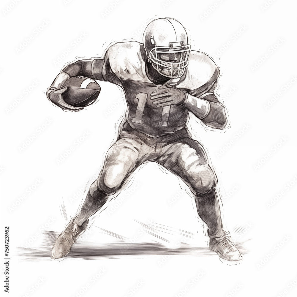 American football sketch drawing on white background - playoff fantasy football selection illustration American football sketch drawing on white background - playoff fantasy football selection illustration