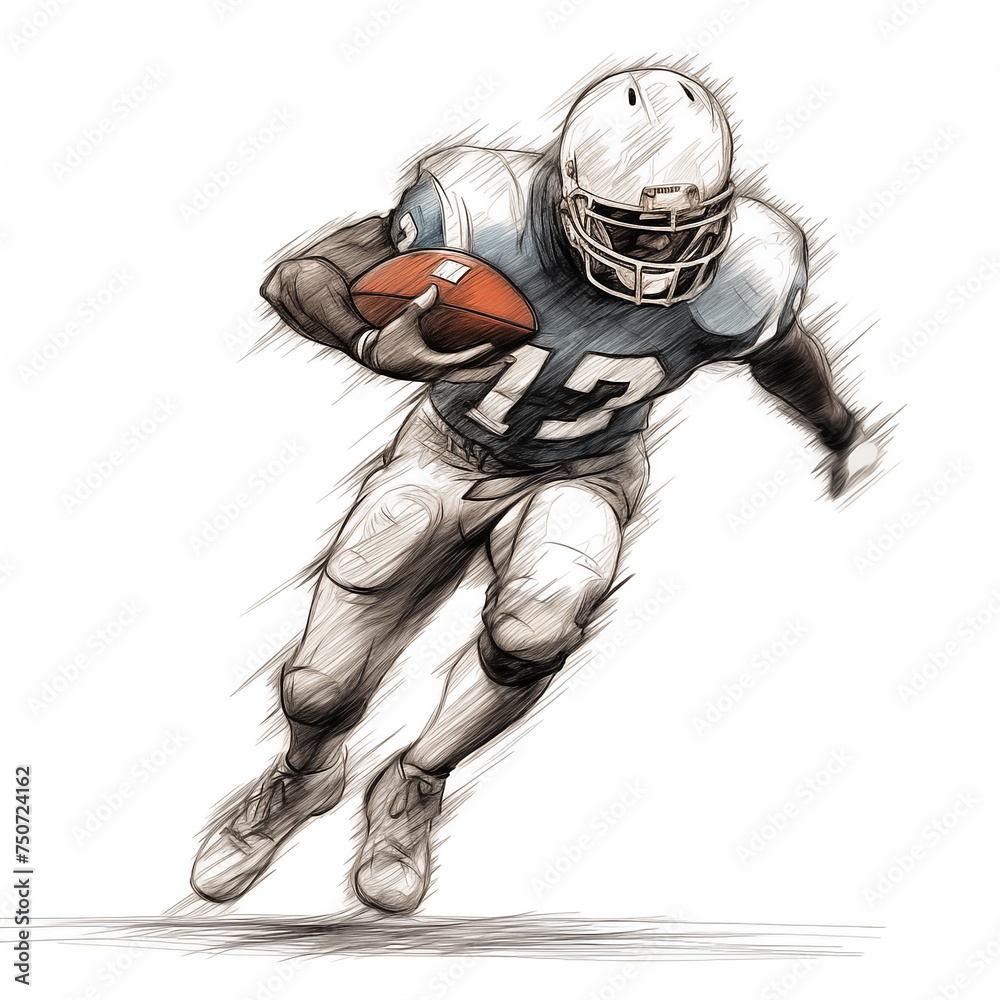 American football sketch drawing on white background - playoff fantasy football selection illustration American football sketch drawing on white background - playoff fantasy football selection illustration