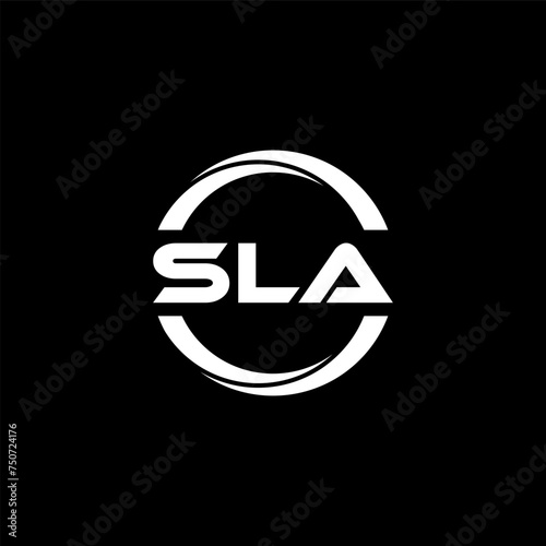 SLA letter logo design with black background in illustrator, cube logo, vector logo, modern alphabet font overlap style. calligraphy designs for logo, Poster, Invitation, etc.