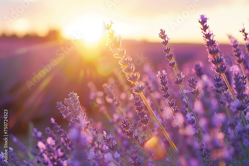 Sunset Glow on Lavender Field