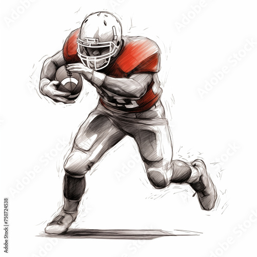 American football sketch drawing on white background - playoff fantasy football selection illustration