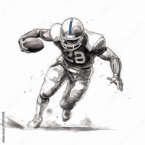 American football sketch drawing on white background - playoff fantasy football selection illustration photo