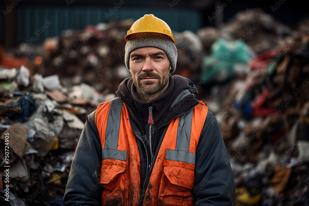 Generative AI picture of garbage removal service in work recycling clean city concept Generative AI picture of garbage removal service in work recycling clean city concept