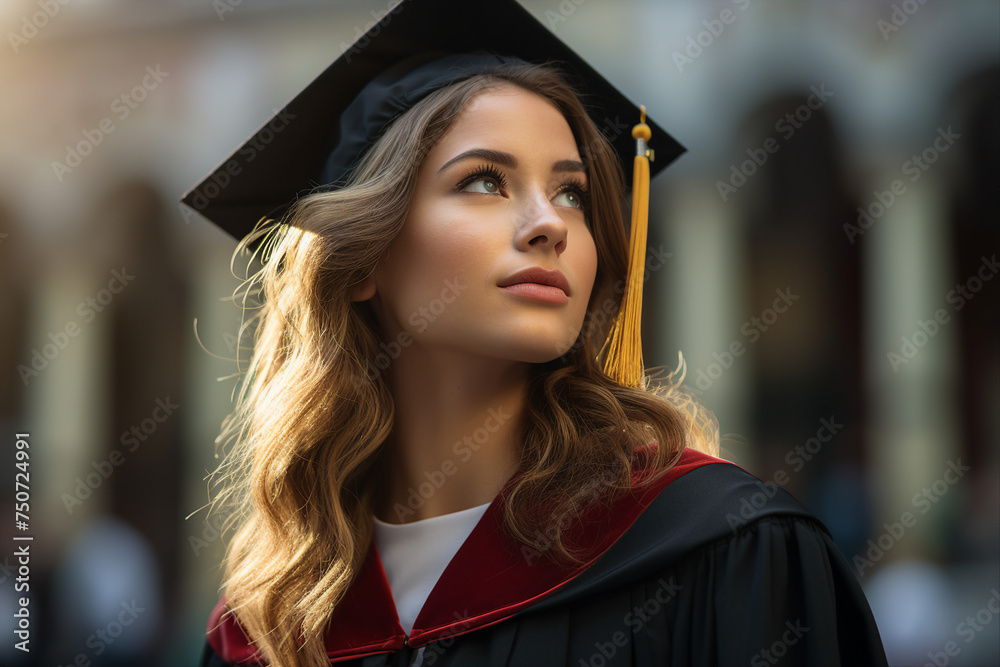 Excited youth graduating from college university school wearing tassel hat prom day Generative AI pic Excited youth graduating from college university school wearing tassel hat prom day Generative AI pic