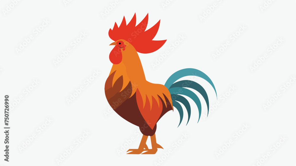 Red rooster. Symbol of New Year 207 icons on a white