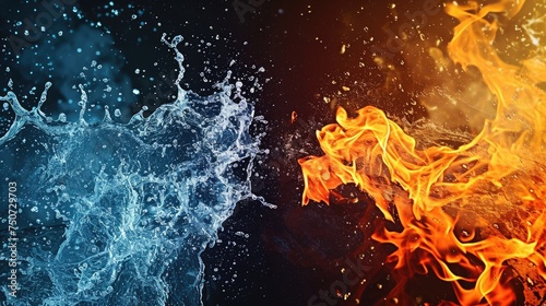 Contrast between fire and water, VS background concept