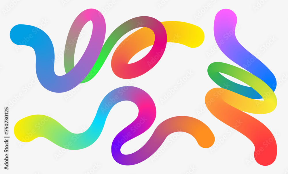 Obraz premium Wavy shape with gradient colors on white background. Vector illustration.