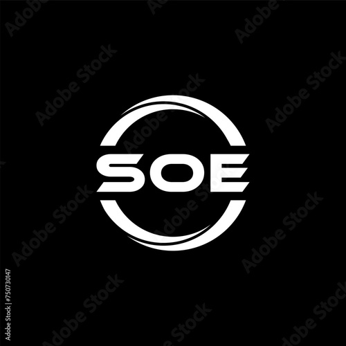 SOE letter logo design with black background in illustrator, cube logo, vector logo, modern alphabet font overlap style. calligraphy designs for logo, Poster, Invitation, etc. photo