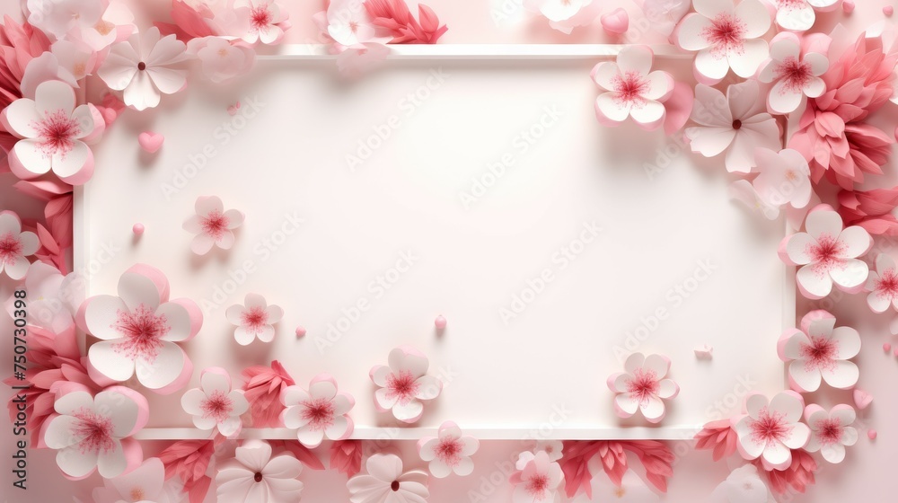 White Frame With Pink Flowers