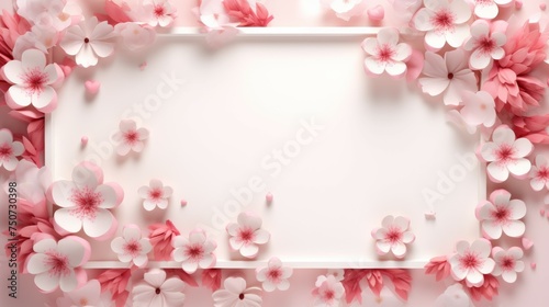 White Frame With Pink Flowers