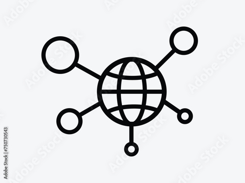 Digital technology, social network, global connect, simple business logo. Black icon on white background