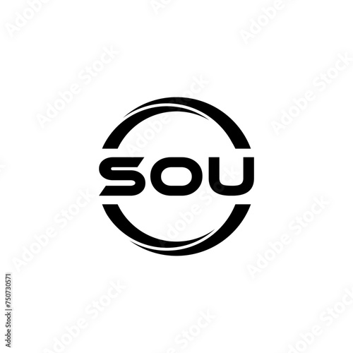 SOU letter logo design with white background in illustrator  cube logo  vector logo  modern alphabet font overlap style. calligraphy designs for logo  Poster  Invitation  etc.