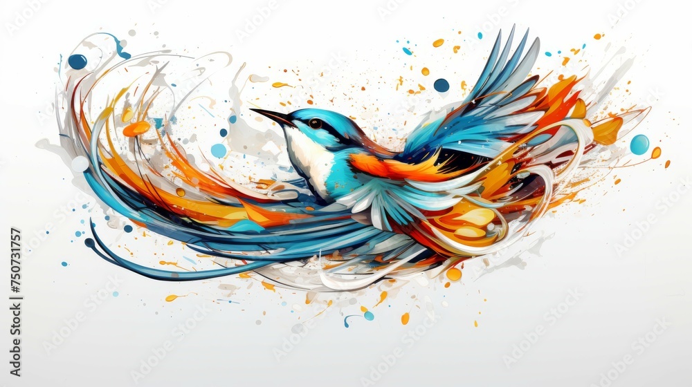 Vibrant Bird Painting With Colorful Feathers