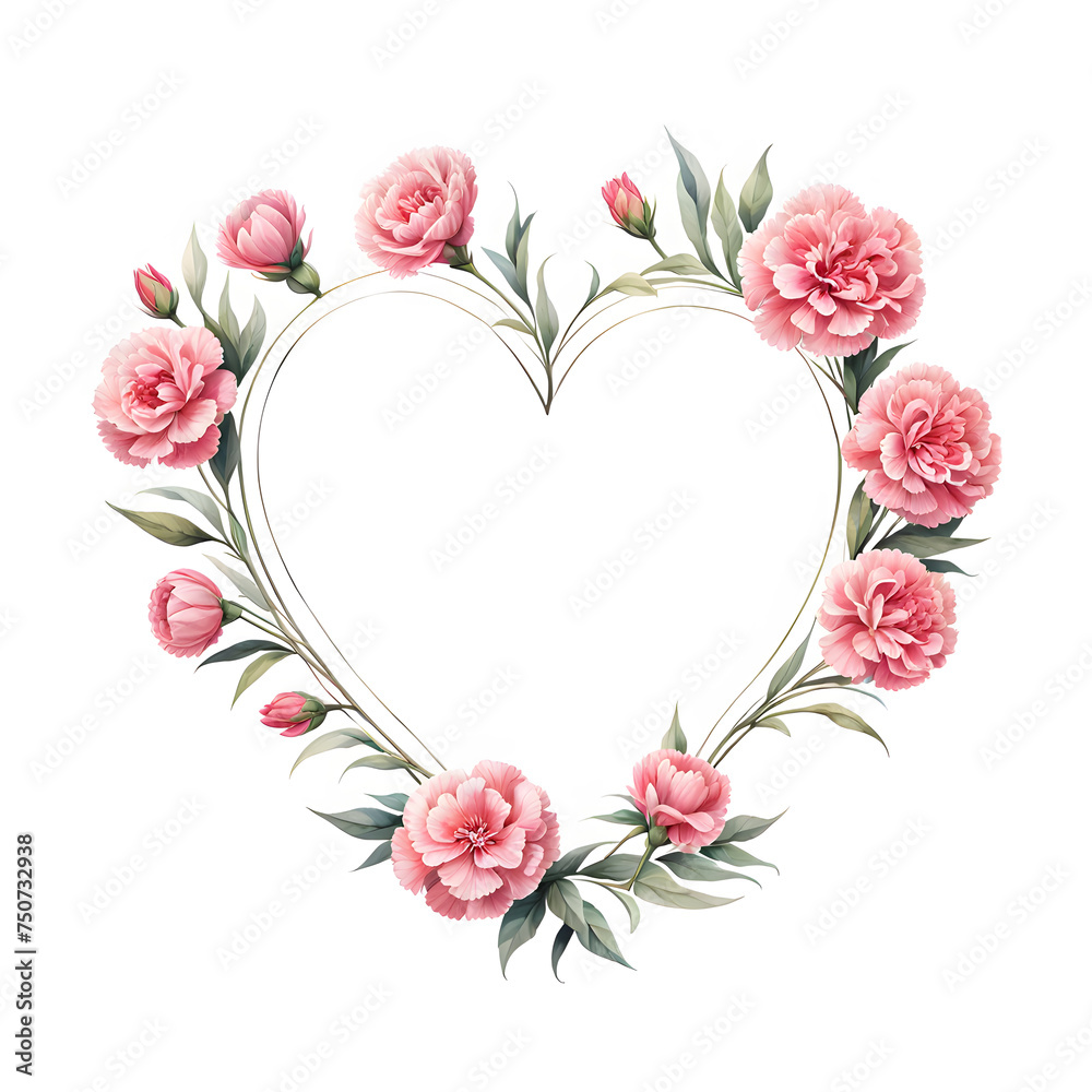 heart-shaped-frame-encompassing-an-illustration-pattern-of-carnations-in-minimalist-style-providing