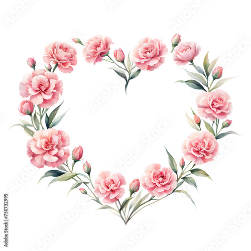 heart-shaped-frame-filled-with-a-watercolor-illustration-of-carnation-florals-in-lovely-minimalist