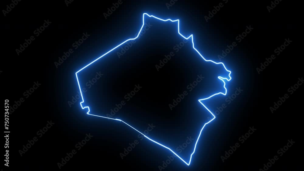 map of Ramadi in iraq with glowing neon effect