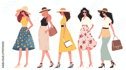 Stylist fashion women Flat vector illustration