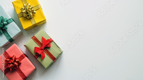 top view of three of gift box isolated on white background