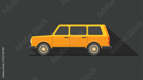 Transportation car flat icon with long shadow Flat vector