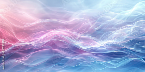 Abstract Waves of Blue and Pink Colors on Background of Matching Hues, Creating a Dynamic and Harmonious Composition