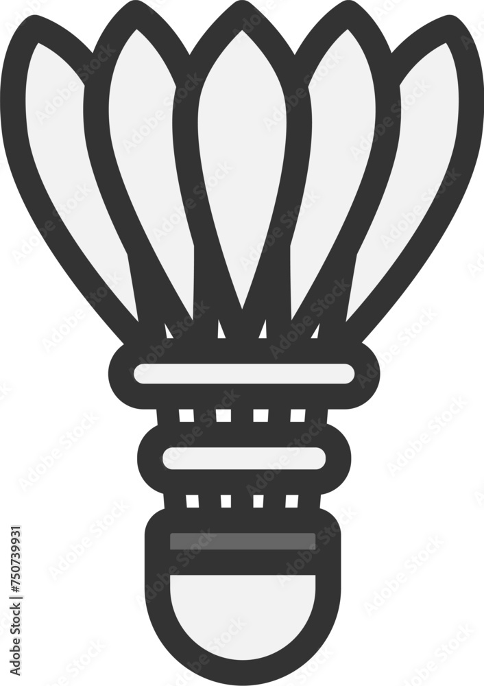 バドミントンのアイコン（線画カラー）のイラスト