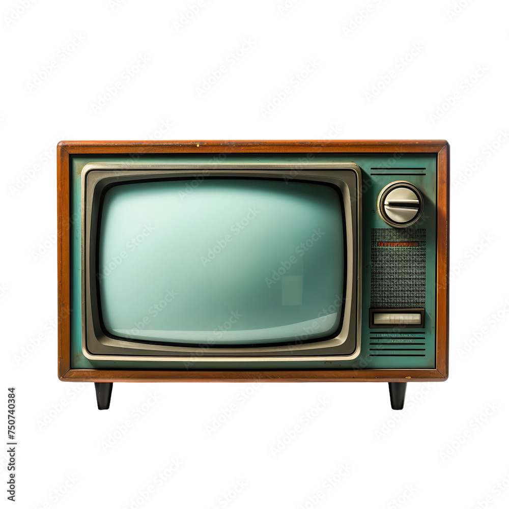 A retro style TV, isolated on white background cutout.