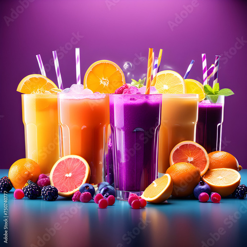 varienty of fresh juices  photo