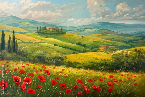 Panorama of a typical Tuscany landscape