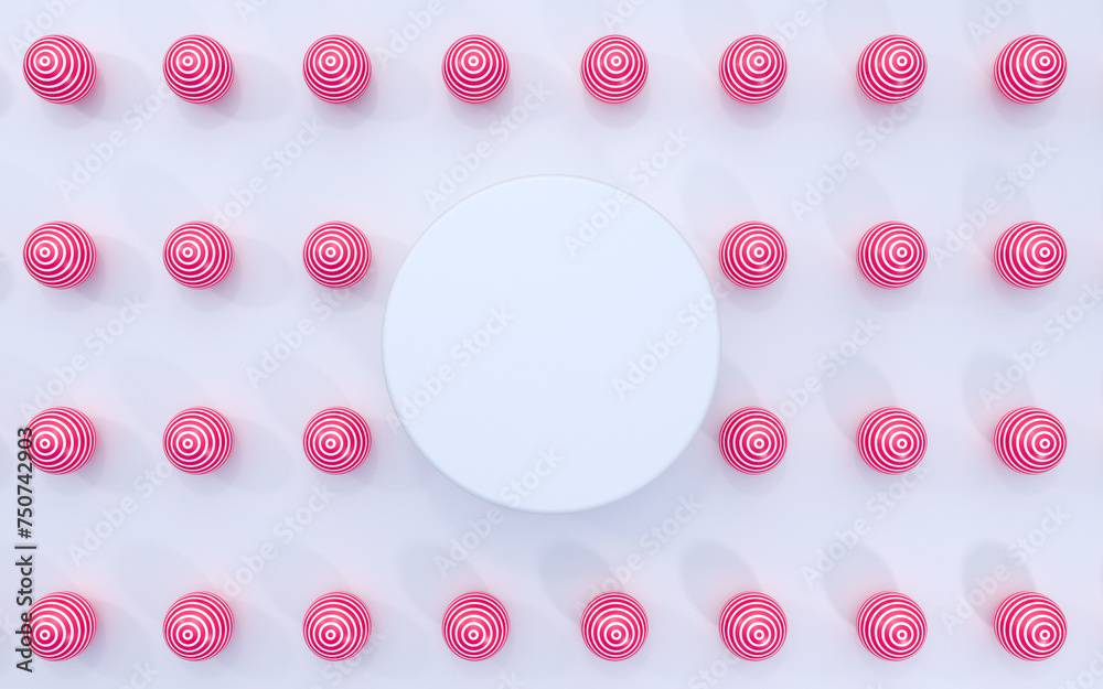 Abstract 3d round podium with pink spheres for product display Abstract 3d round podium with pink spheres for product display