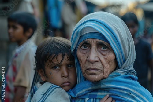 A poor Indian child and an old Indian woman emphasize the difference between hardship and pity in Mother Teresa's Mercy and Charitable Mission.
